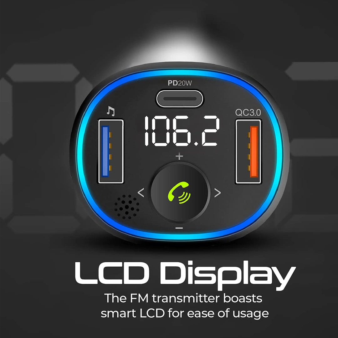 Promate PowerTune-38W - Wireless FM Transmitter - In-Car Bluetooth V5.1 Transmitter Car Kit with 20W USB-C Power Delivery in Qatar Promate PowerTune-38W - Wireless FM Transmitter - In-Car Bluetooth V5.1 Transmitter Car Kit with 20W USB-C Power Delivery in Qatar
